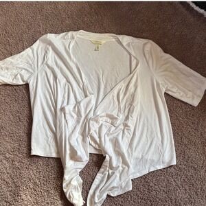 Soma White Open Front Cardigan Short Sleeve Knit Top